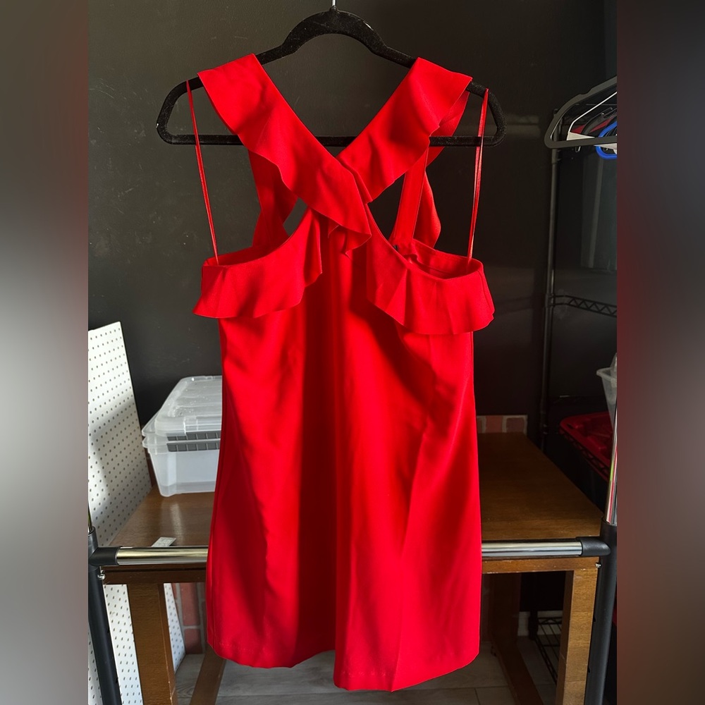 Red Ruffled Sleeveless Dress
